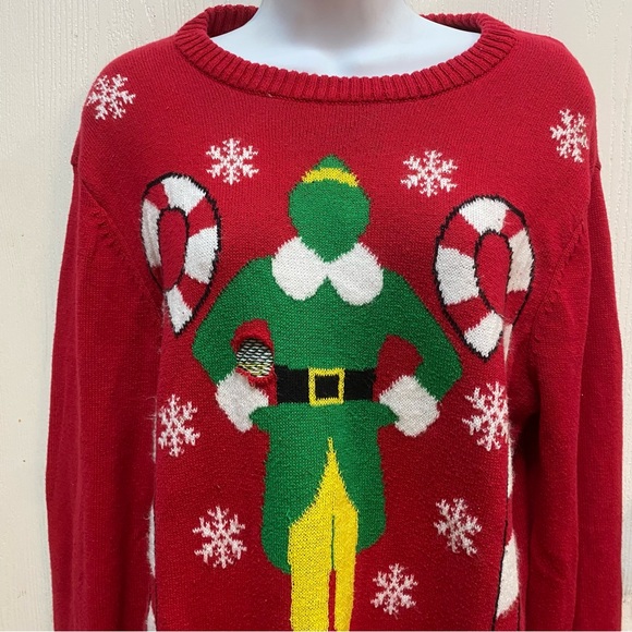 Elf Christmas sweater crewneck red medium Son of a Nutcracker Flawed - Picture 2 of 4